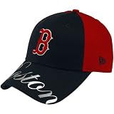 New Era Boston Red Sox Ladies Metallic Script Adjustable Hat - Navy Blue/Red
