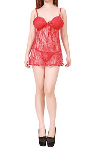 Sexy LACE BABYDOLL Lingerie (US(M)-ASIA(L), Red)