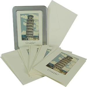 Grazie Leaning Tower of Pisa Cavallini Boxed Cards and Envelopes Set of 10 with Vintage Look One