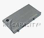 Rectangular battery with eight slit-type contacts on top. It has a step leg and fuel gage on back.