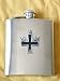 Stainless Steel Flaming Maltese Iron Cross Hip Flask - Stainess Steel Flask with Pewter Iron Cross Emblem