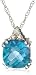 10k White Gold, December Birthstone, Blue-Topaz and Diamond Pendant