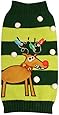 New York Dog Ugly Holiday Sweater for Pets, Green Reindeer, X-Large