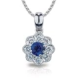 14k White Gold Sapphire and Diamond Pendant .21ctw  (SI1/2 H-I)