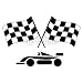Wallmonkeys Peel and Stick Wall Decals - Checkered Flags and Race Car - Removable Graphic