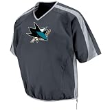 San Jose Sharks Pullover Jacket: Granite/Silver Lightweight 1/2 Sleeve Tek Patch NHL Pullover Jacket