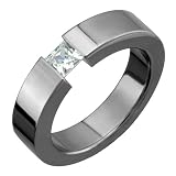 Aries Titanium Ring with Tension Set Cz