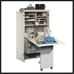 Craft / Sewing Machine Cabinet Storage Armoire Organizer Drop Leaf Table - Shipping Center Paper / Cloth and more!