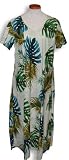 Plus Size V-Neck Long Dress - Monstera Fern Hawaiian Aloha Caftan/Kaftan Style Evening Dress