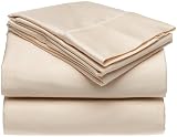 300-Thread-Count 100-Percent Cotton Sateen Queen Sheet Set, Bone