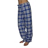 Womens Concepts Plaid Cotton Thermal Sleepwear / Pajama Pants - Blue & Grey (Size: M)