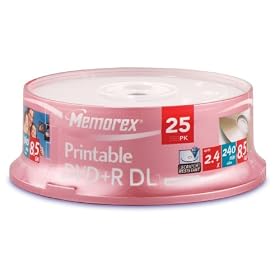 Memorex - 25 x DVD+R DL - 8.5 Go ( 240 minutes ) 2.4x - surface imprimable par jet d'encre - spindle - support de stockage
