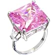 Silver 5 Carat Pink CZ Square Ring - Size 7