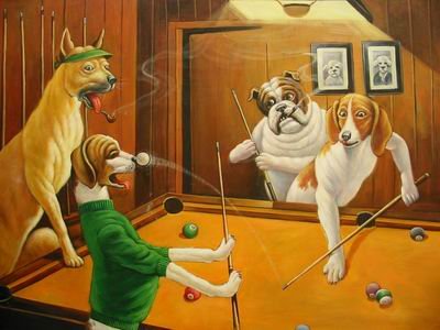12X16 inch Animal Puppy Canvas Art Dogs Playing Pool