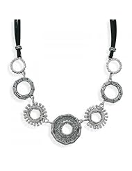 MMA Silver - 18 inch Double Strand Suede and Circle Design Necklace