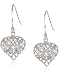 Sterling Silver Wire Heart Dome Dangle Earrings