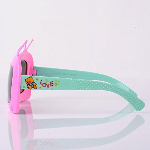 Doomagic D802 Kids Polarized Sunglasses Rubber Flexible Foldable Protect Eyes 100%UV Cute For Boys Girls Age 2-12 Yr (Pink/Green)