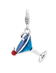 Sterling Silver Enameled 3-D Martini w/Lobster Clasp Charm