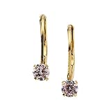 14K Yellow Gold Pink Cubic Zirconia Children's Earrings