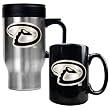 Arizona Diamondbacks Stainless Steel Travel Mug & Black Ceramic Mug Set - Primary Logo MLB Baseball