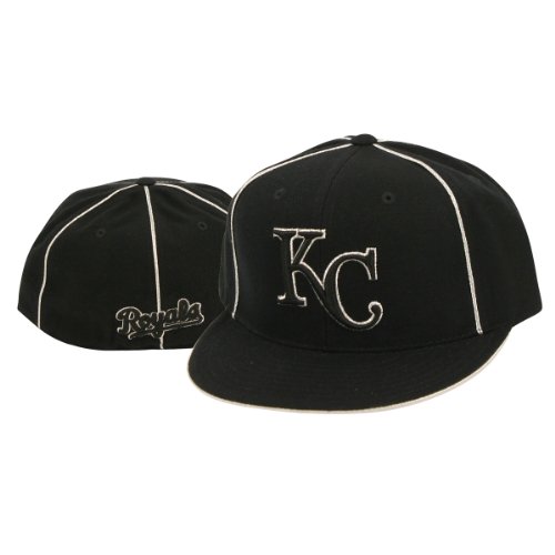 Kansas City Royals Black Flat Bill Fitted Baseball Hat - Black, 7 1/4