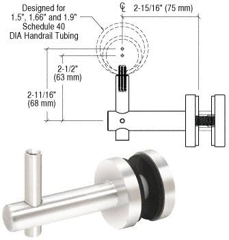 Polished Stainless No Saddle Glass Mounted Hand Railing Bracket