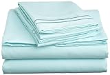 Cathay Home Luxury Soft Microfiber Sheet Set with Embroidered Pillow Case, Twin, Aqua