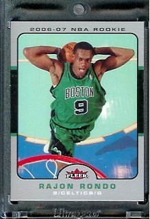 2006-07 Fleer # 217 Rajon Rondo Boston Celtics Basketball Rookie Card - Mint Condition - In Protective Display Case !