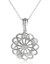 10k White Diamond 0.10cttw Pendant Necklace, 18"