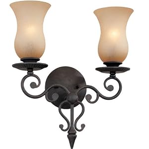 Troy Lighting B1300FI Portobello 2 Light Wall Sconce in French Iron with Gradated Amber... by Troy