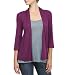 Michael Stars Slub 1x1 3/4 Sleeve Cardigan, One Size, Blackberry