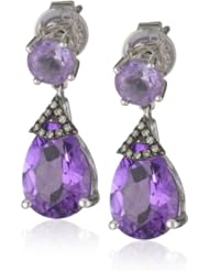 Badgley Mischka Fine Jewelry Champagne Diamonds Light and Dark Amethyst Earrings