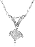 10k Choice of White or Yellow Gold Princess Cut Diamond Solitaire Pendant (1/4 ct, J-K Color, I2-I3 Clarity)