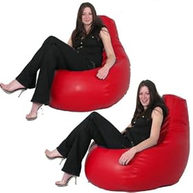 Hiback Gaming Bean Bag RED FAUX leather Giant