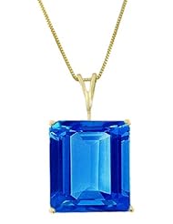 14K Gold Necklace with 7.0ct Natural octagon-cut Blue Topaz