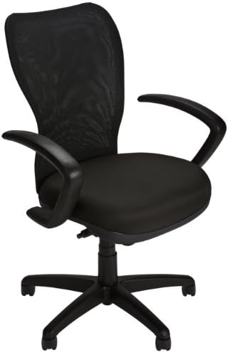 Via Seating Riva Act2 Series High-Back Ergonomic Task Chair with Black Mesh Back and Black Fabric Seat