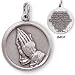 Sterling Silver Praying Hands Medal and 20-inch Chain