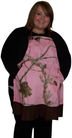 Realtree Pink Apron, Womens Plus Size Country Ruffle Camo Apron Fits Sz S-2X (Realtree Pink Ruffle Apron)