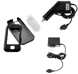 Solid Black Snap on Rubberized Case with Clip + Car + Home Travel Charger for Samsung SCH-U940 GLYDE Cell Phone