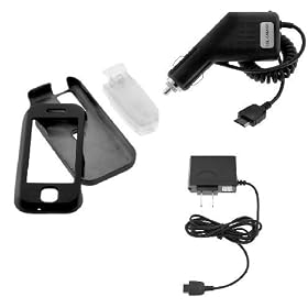 Click here to buy Solid Black Snap on Rubberized Case with Clip + Car + Home Travel Charger for Samsung... by iKross.