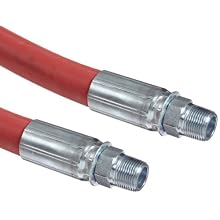 Goodyear EP Flexsteel 250 Steam Red Rubber Steam Hose Assembly, 3/4" Male NPT Connection, 250 PSI Maximum Pressure, 50' Length, 3/4" ID
