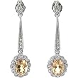 14K White Gold Golden Topaz and Diamond Earrings