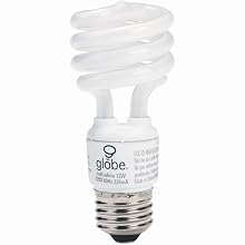 Globe 6780201 13-Watt T2 Mini Compact Fluorescent Spiral Bulb (60-Watt Incandescent Equivalent), Cool White, 8 Pack