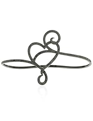 Black Diamond Pave Heart Palm Bracelet .925 Sterling Silver Bridal Jewelry