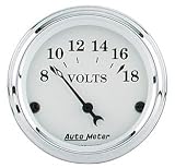 Auto Meter 1692 Old Tyme White Short Sweep Electric Voltmeter Gauge