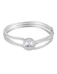 Sterling Silver and Cubic Zirconia Sparkling Compass Bangle Bracelet