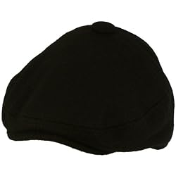 Men's Winter Wool Button Duck Bill Curved Ivy Cabby Driver Hat Cap Black L/XL