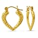 14K Yellow Gold Diamond Cut Heart Hoop Earrings