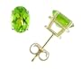 14k Yellow Gold 7x5mm Oval-Shaped Peridot Stud Earrings