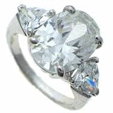 Sterling Silver three stone Simulated Diamond CZ ring